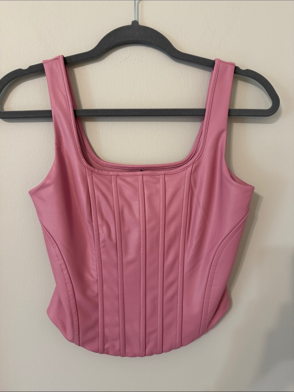 Express Pink Faux-Leather Corset Tank